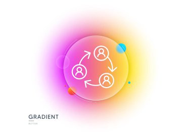 Takım çalışması simgesi. Gradyan bulanıklık düğmesi ve cam morfizmi. İş semineri tabelası. İş görüşmesi sembolü. Şeffaf cam tasarımı. Takım çalışması simgesi. Vektör