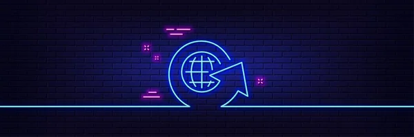 Neonlichteffekt Global Business Line Ikone Pfeilzeichen Teilen Weltglobales Symbol Linie — Stockvektor