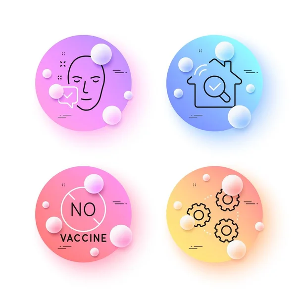 Visage Accepté Engrenages Aucun Vaccin Icônes Ligne Minimale Sphères Boutons — Image vectorielle