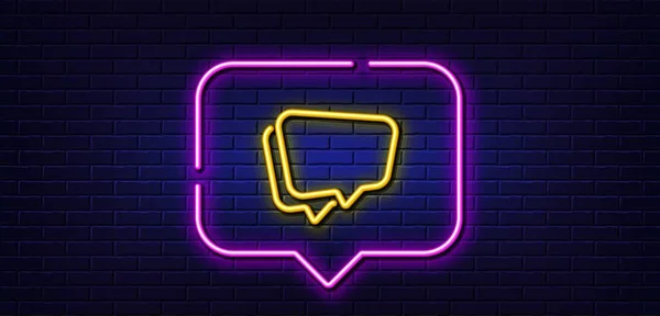 Neon Light Speech Bubble Speech Bubble Line Icon Chat Sign — Stock Vector