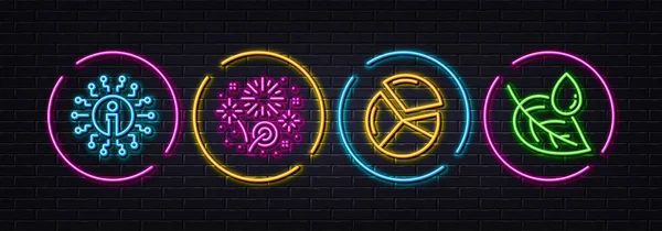 Fireworks Info Pie Chart Minimal Line Icons Neon Laser Lights — Stock Vector