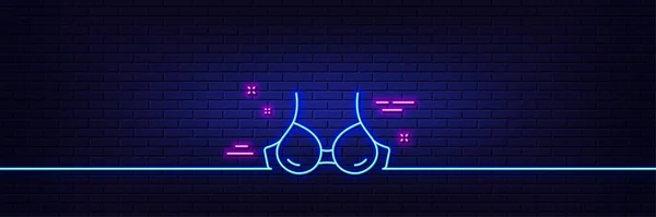 Neonlichteffekt Büstenhalter Linie Symbol Brustunterwäsche Zeichen Frauen Brust Unterwäsche Symbol — Stockvektor