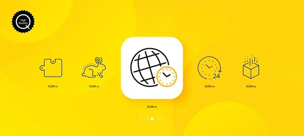 Tierversuche Stunden Und Augmented Reality Minimal Line Icons Gelber Abstrakter — Stockvektor
