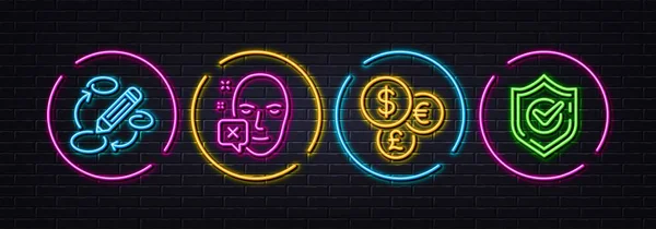 Peněžní Měna Face Klesl Klíčová Slova Minimální Řádek Ikony Neonový — Stockový vektor