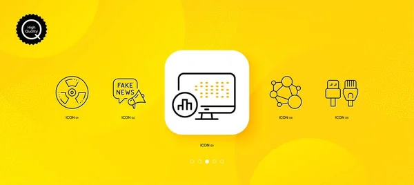 Поддельные Новости Иконки Химической Опасности Целостности Минимальной Линии Желтый Абстрактный — стоковый вектор