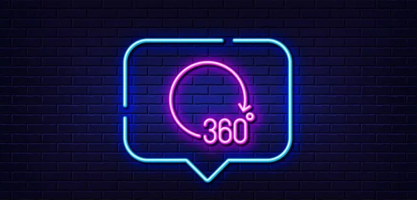 Burbuja Neón Icono Línea 360 Grados Signo Simulación Símbolo Vista — Vector de stock
