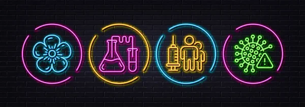 Vacunación Médica Lino Natural Laboratorio Química Iconos Línea Mínima Luces — Archivo Imágenes Vectoriales