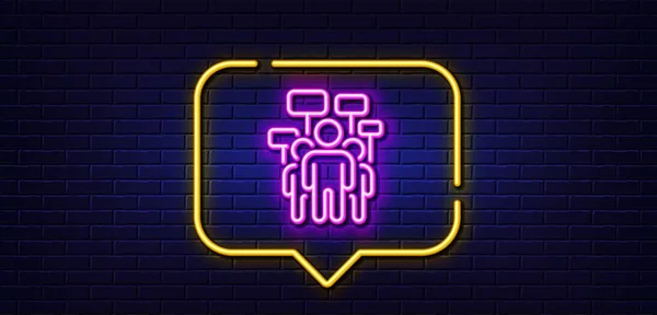 Neon Light Speech Bubble Voting Campaign Line Icon People Rally — ストックベクタ