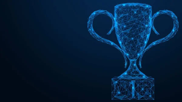 Championship Prize Cup First Place Low Poly Design Interconnected Lines — Wektor stockowy