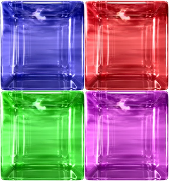 Red, green,blue and purple glass cube — Stock Photo, Image