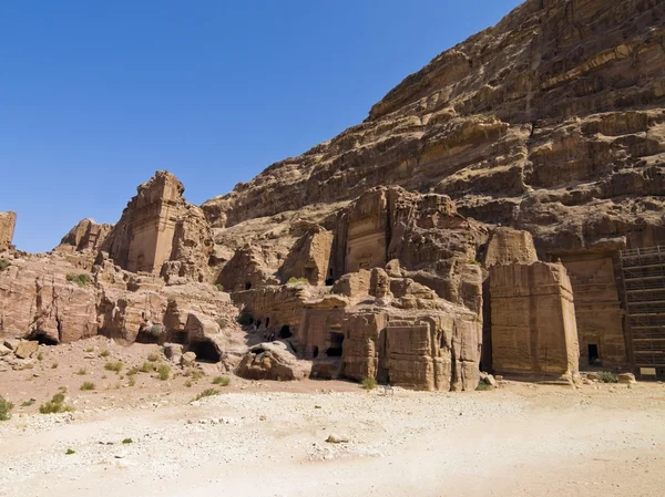 Cadde cephe, petra, jordan — Stok fotoğraf