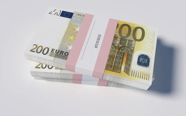 Pakety 200 euro bankovek — Stock fotografie