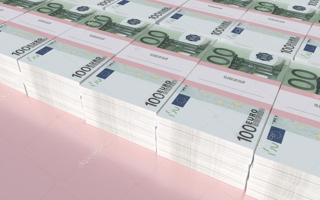 Packets of 100 Euro bills
