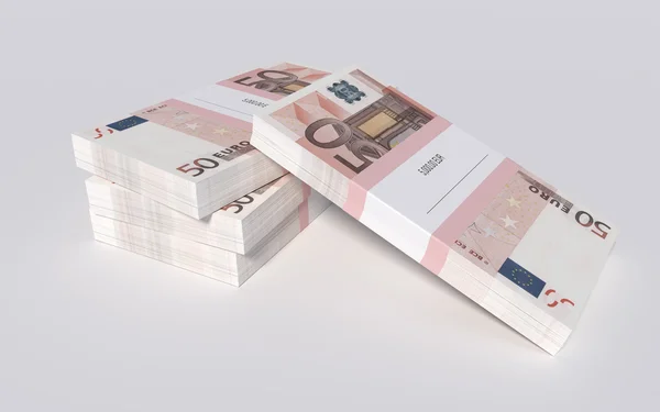 Packets of 50 Euro bills — Stock Photo, Image