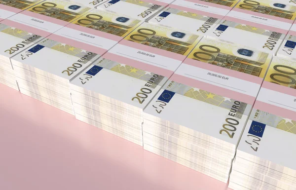 Pakety 200 euro bankovek — Stock fotografie