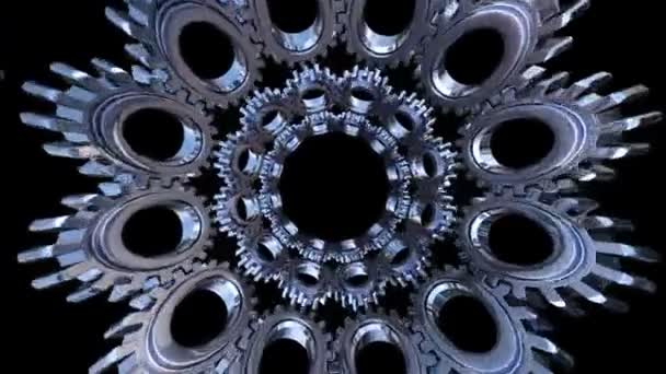 Множественные шестерни в качестве металлического фона концепции . — стоковое видео Многократный фон передач — стоковое видео