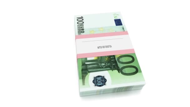 Pakket van 100 euro rekeningen — Stockvideo