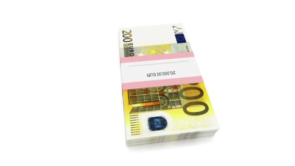 Packet of 200 Euro bills — Stock Video