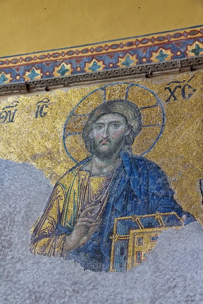 Mosaic of Jesus on the wall, Hagia Sophia Istanbul — Stock Photo, Image