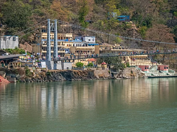 Ponte pedonale Laxman Jhula a Rishikech — Foto Stock