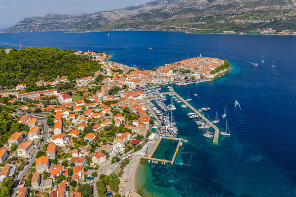 Korcula old town aerial photo