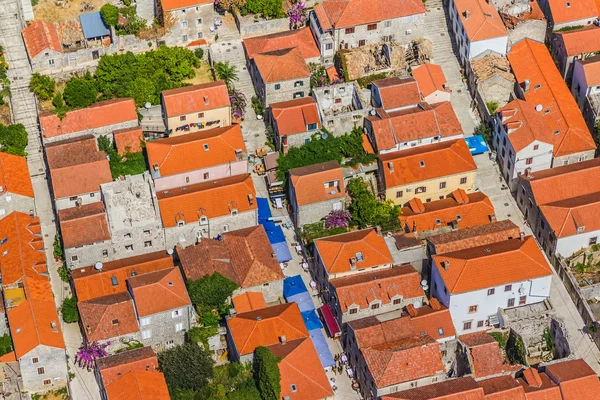 Ston légi fent a tetőn, Horvátország — Stock Fotó