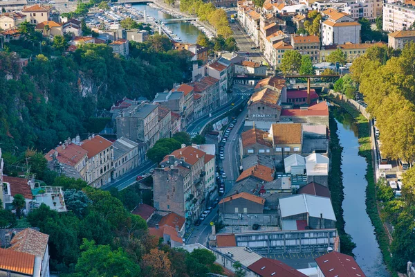 Rijeka old principal seaport aerial panoramic view — Stock Photo, Image