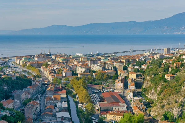 Rijeka antiguo puerto principal vista panorámica aérea — Foto de Stock