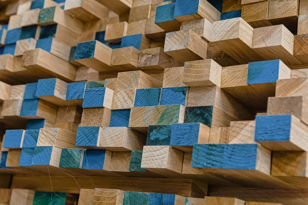 Stacked wood in the sawmill close up — Stock Photo, Image