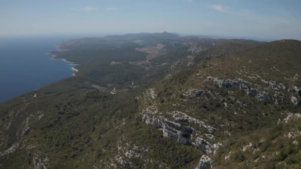 Letecký snímek pobřeží ostrova Korčula — Stock video
