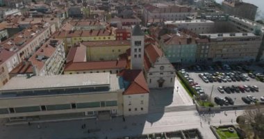 Hırvatistan 'ın Zadar kentinin eski şehir merkezinin hava manzarası