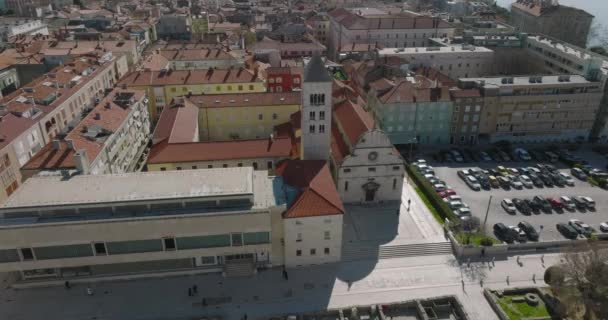 克罗地亚扎达尔老城区中心的空中景观 — 图库视频影像