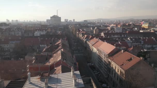 Αεροφωτογραφία του Ζάγκρεμπ μετά το σεισμό κατά τη διάρκεια της πανδημίας του covid-19 — Αρχείο Βίντεο
