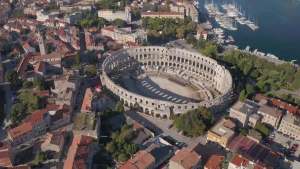 Arena amfiteater Romawi kuno di Pula — Stok Video
