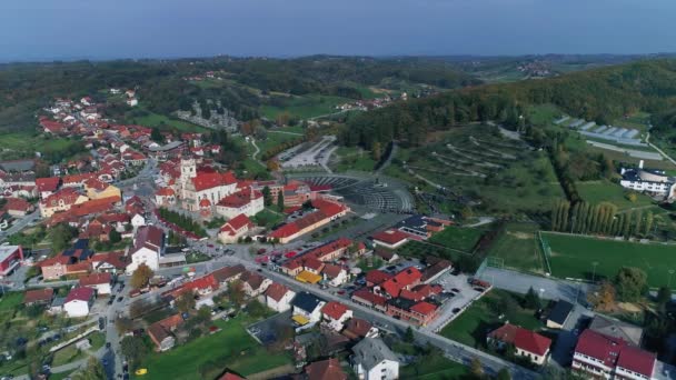 Aerial view of the Church Marija Bistrica in Marian shrine of the Black Madonna — Stock Video