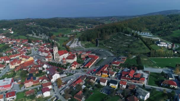 Aerial view of the Church Marija Bistrica in Marian shrine of the Black Madonna — Stock Video