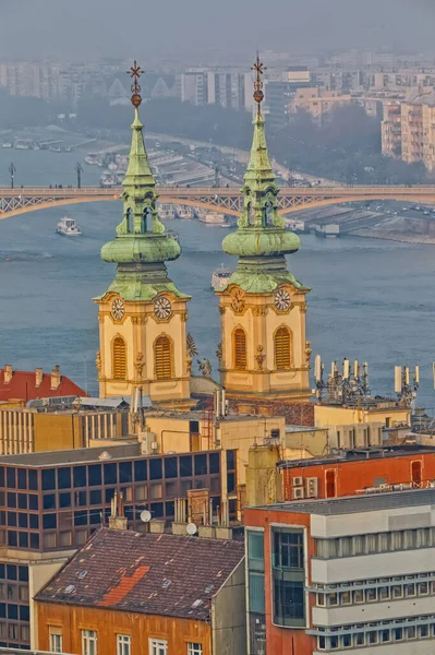 布达佩斯市中心大楼的空中景观 — 图库照片