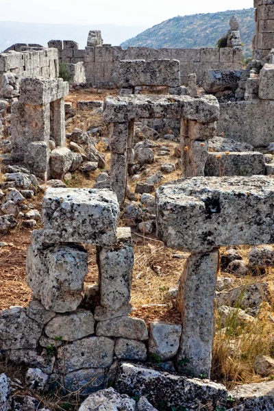 Stone Ruins Dead City Kilometer Away Qalb Lozeh Syria Historic — Photo