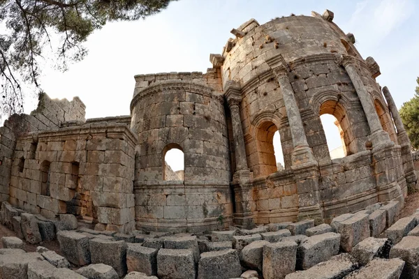 Руины Византийской Церкви Святого Симеона Стилита Сирия Рыбий Глаз — стоковое фото