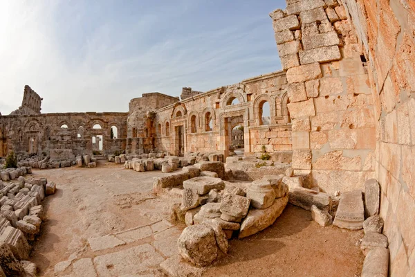 Harabeler Bizans Kilisesi Saint Simeon Stylites Suriye Balık Gözü Vurdu — Stok fotoğraf