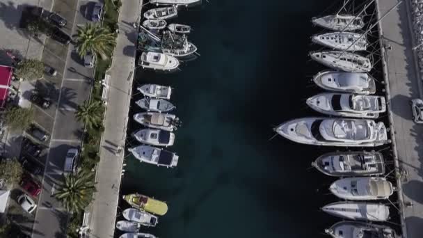 Tucepi Croatia September 2016 Aerial View Small Port Sunny Day — Stock Video