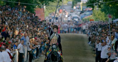 Split, Hırvatistan - 6 Ağustos 2017 302 Alka maç kazananı Alkar Alen Poljak hits puan en fazla sayıda. Alka knight oyunudur Unesco somut olmayan kültürel miras.