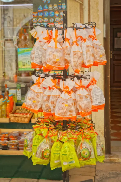 Corfu Greece September 2019 Candied Kumquat Display Front Store Famous — Stock Photo, Image