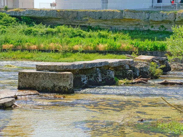 Remains Old Footbridge River Cetina Beautiful Landscape Sinj Croatia — Stock Photo, Image