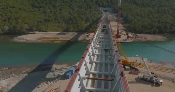 Ston Croatia April 2022 Construction Site Steele Bridge Ston Sea — ストック動画