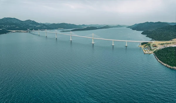 Peljesac Bridge Connects Mainland Peninsula Ston Croatia — Stock Photo, Image