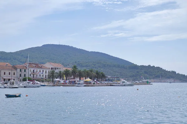 Vela Luka Croatia August 2022 City Center Harbor Summer Time — Stok fotoğraf