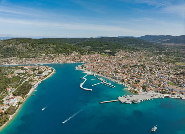 Vela Luka Croatia August 2022 Aerial View Town Center Summer —  Fotos de Stock