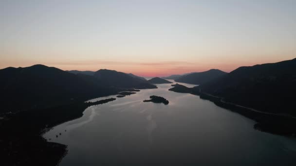 Sunset Aerial View Mali Ston Bay Peljesac Peninsula Small Fishing — 图库视频影像