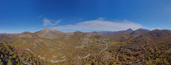 Aerial View Plateau Hinterland Konavle Village Stravac Wider Area Dubrovnik — Stock Photo, Image